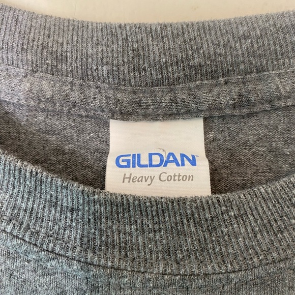 Gildan Gray and Orange Long Sleeve Tee with Pumpkin Graphic - Picture 3 of 4